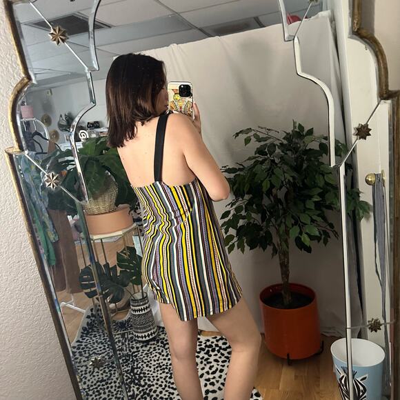 Zara Striped Knit Romper Black Yellow Size Medium - Picture 3 of 5